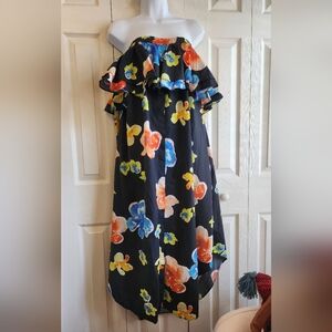 Msgm Womens Floral  Dress - Black with Multicolor Accents